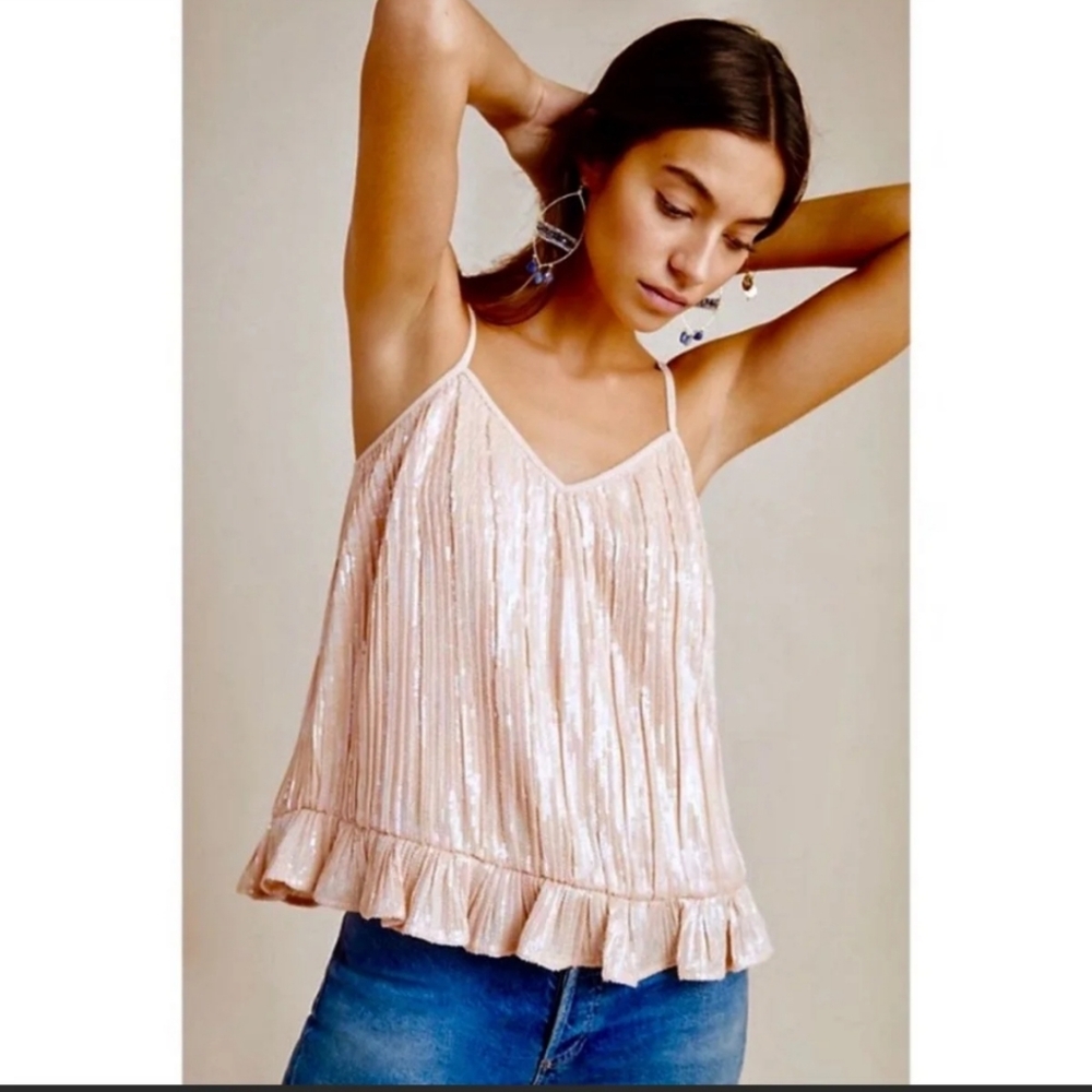 Anthropologie Amelie Beaded Sequined Tank Sz 10